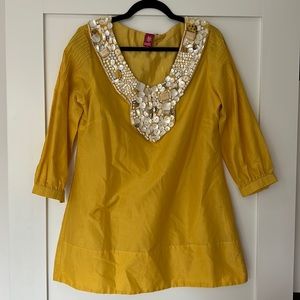 Silk cotton Sandy Starkman Seashell shell dress summer Barbie party Small S